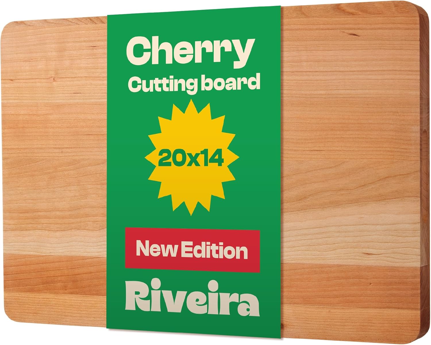 Riveira Cherry Wood Cutting Board for Kitchen with Juice Grooves