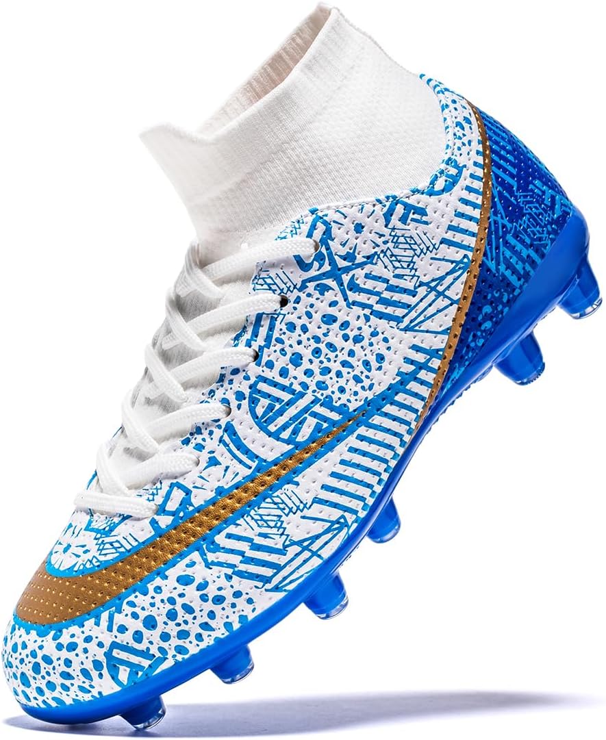 Boys Girls Soccer Cleats High Top Training Youth Football Shoes