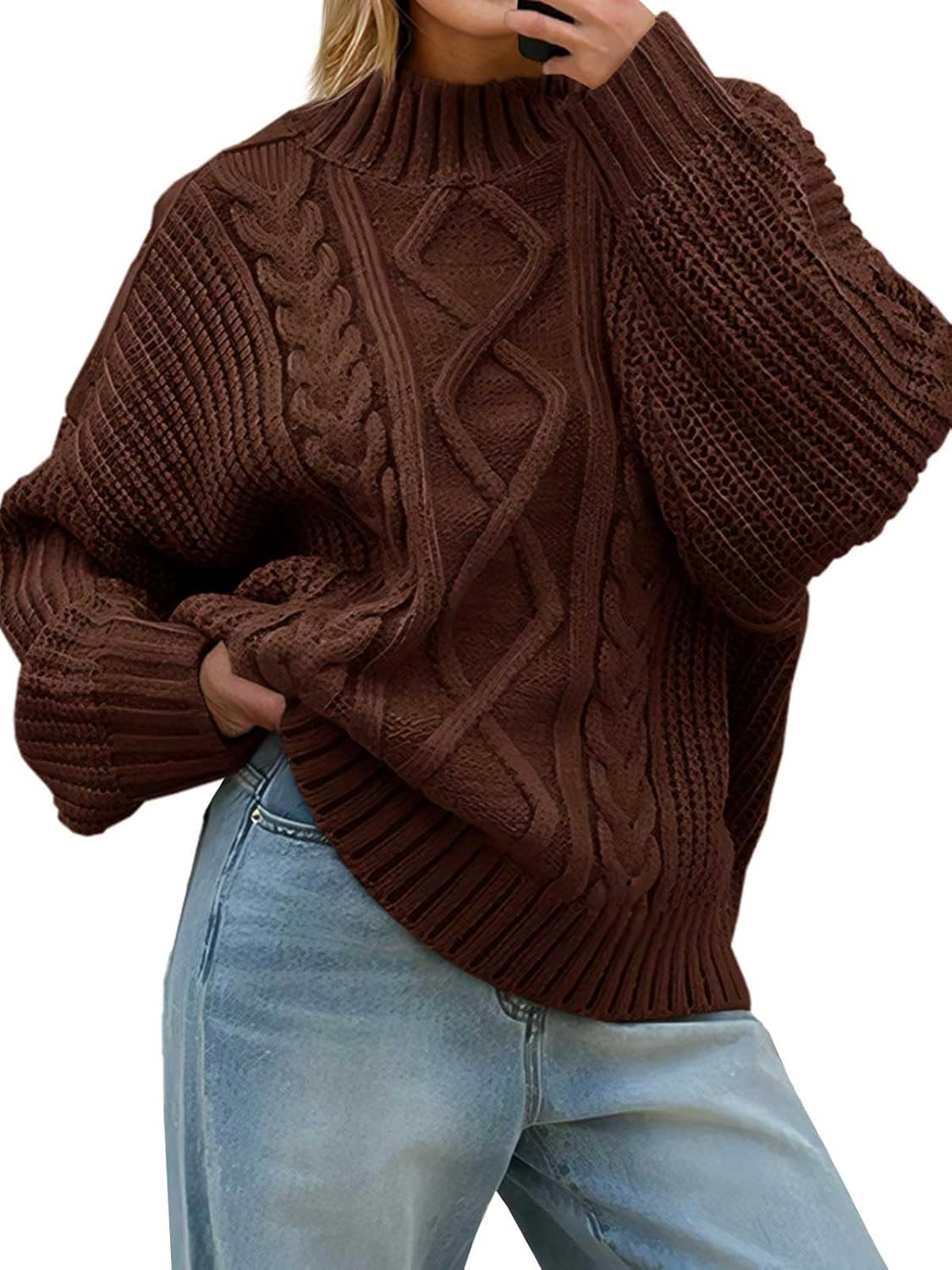 Saodimallsu Womens Oversized Cable Knit Sweaters for Fall