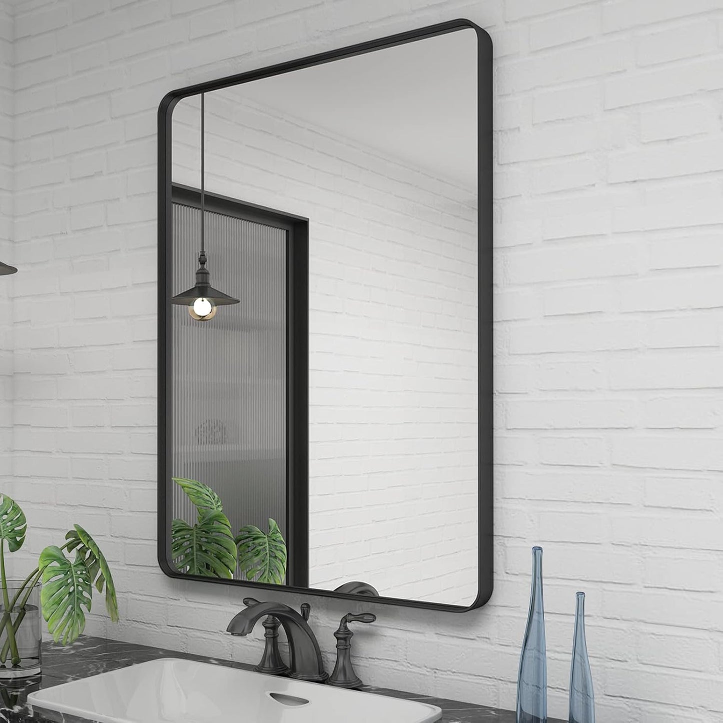 24x36 Inch Black Framed Mirror for Wall - Stylish and Durable