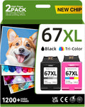 67XL Printer Ink Compatible for HP 67XL - High Yield Black/Color Pack