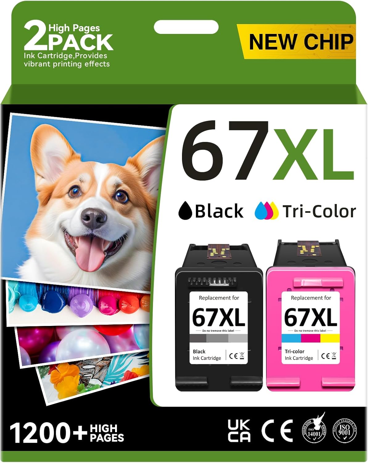 67XL Printer Ink Cartridges for HP 67XL Black Color Combo Pack