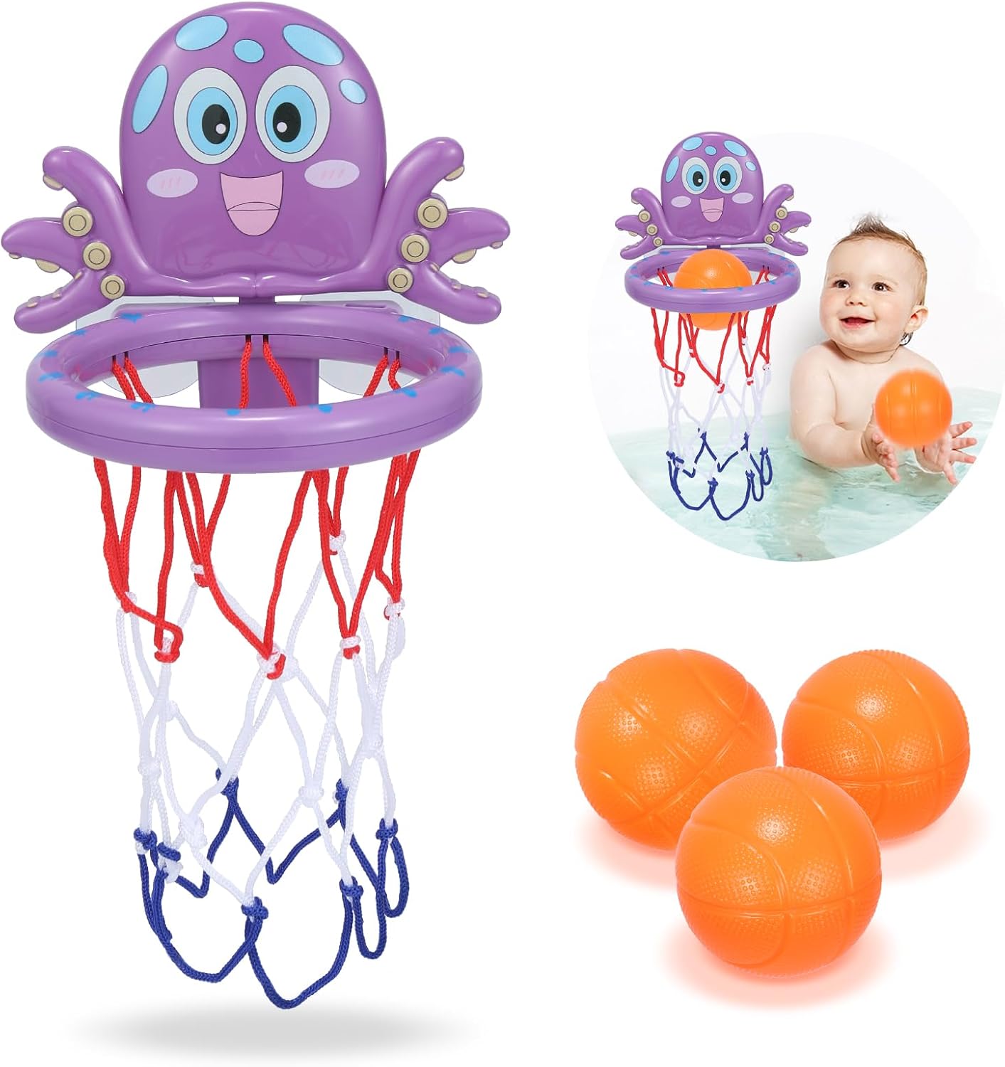 Kids Bath Toy Set: Shoot Hoops & Score with Octopus Fun!