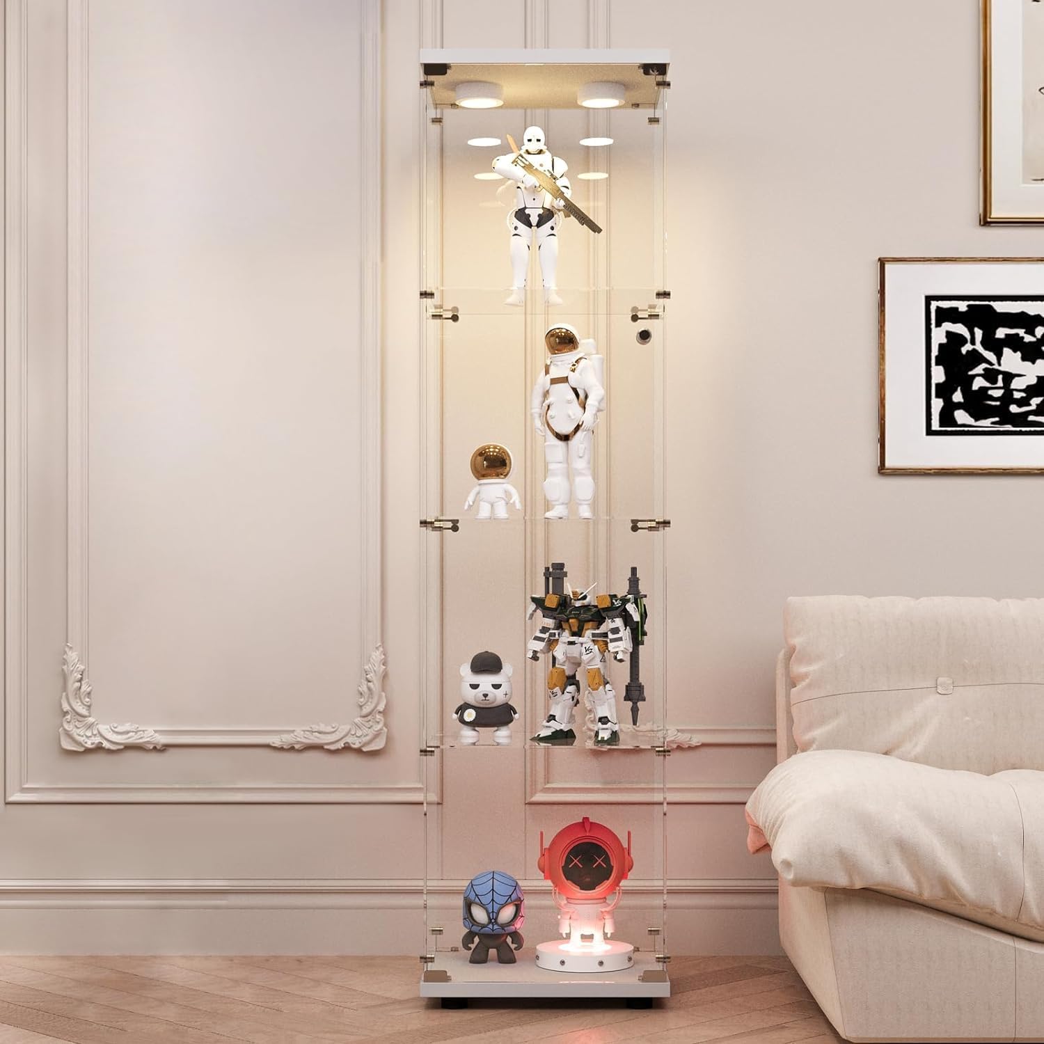 LFT HUIMEI2Y Glass Display Cabinet with LED Lights and Lock