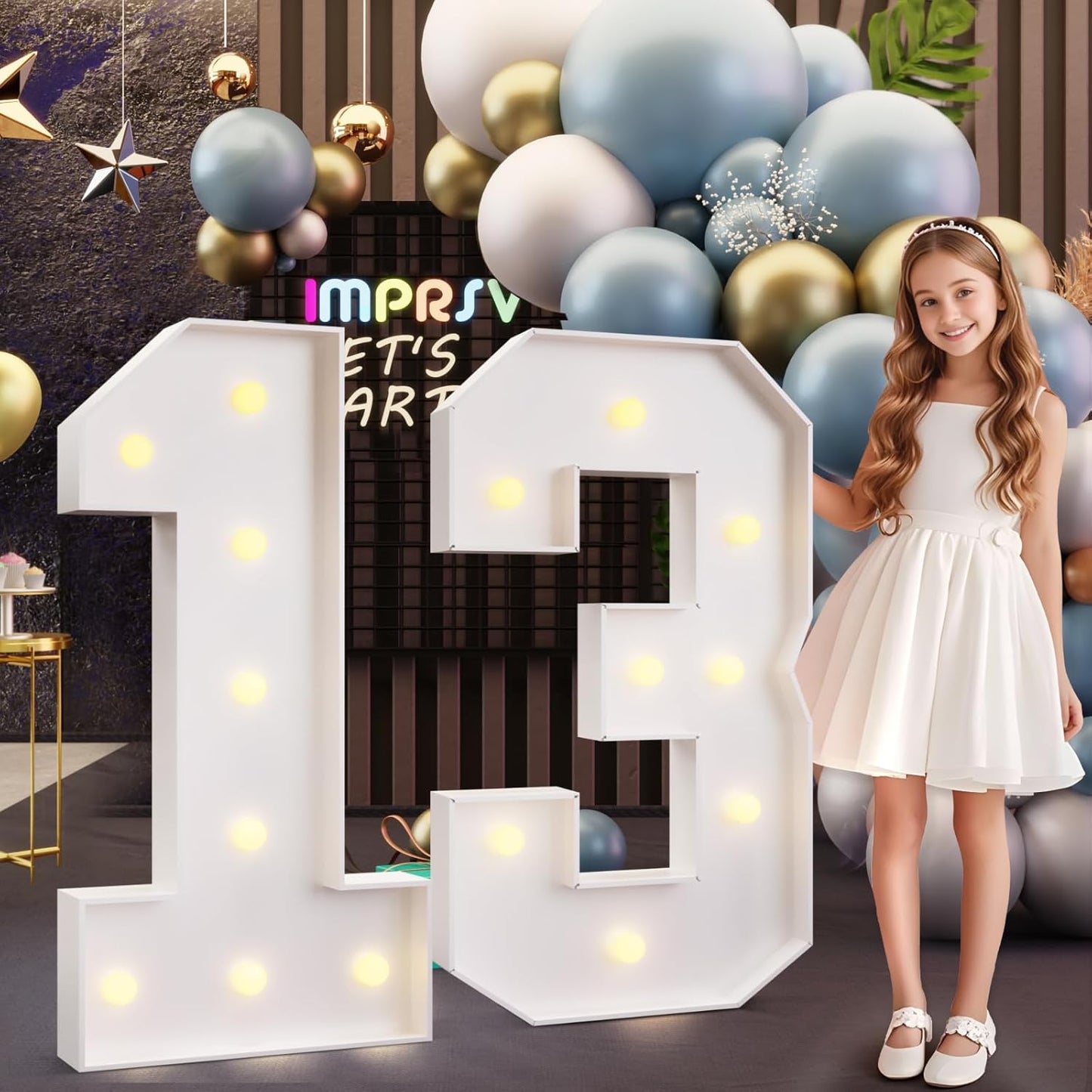 Light Up Marquee Numbers 13 for Birthday and Anniversary Decor