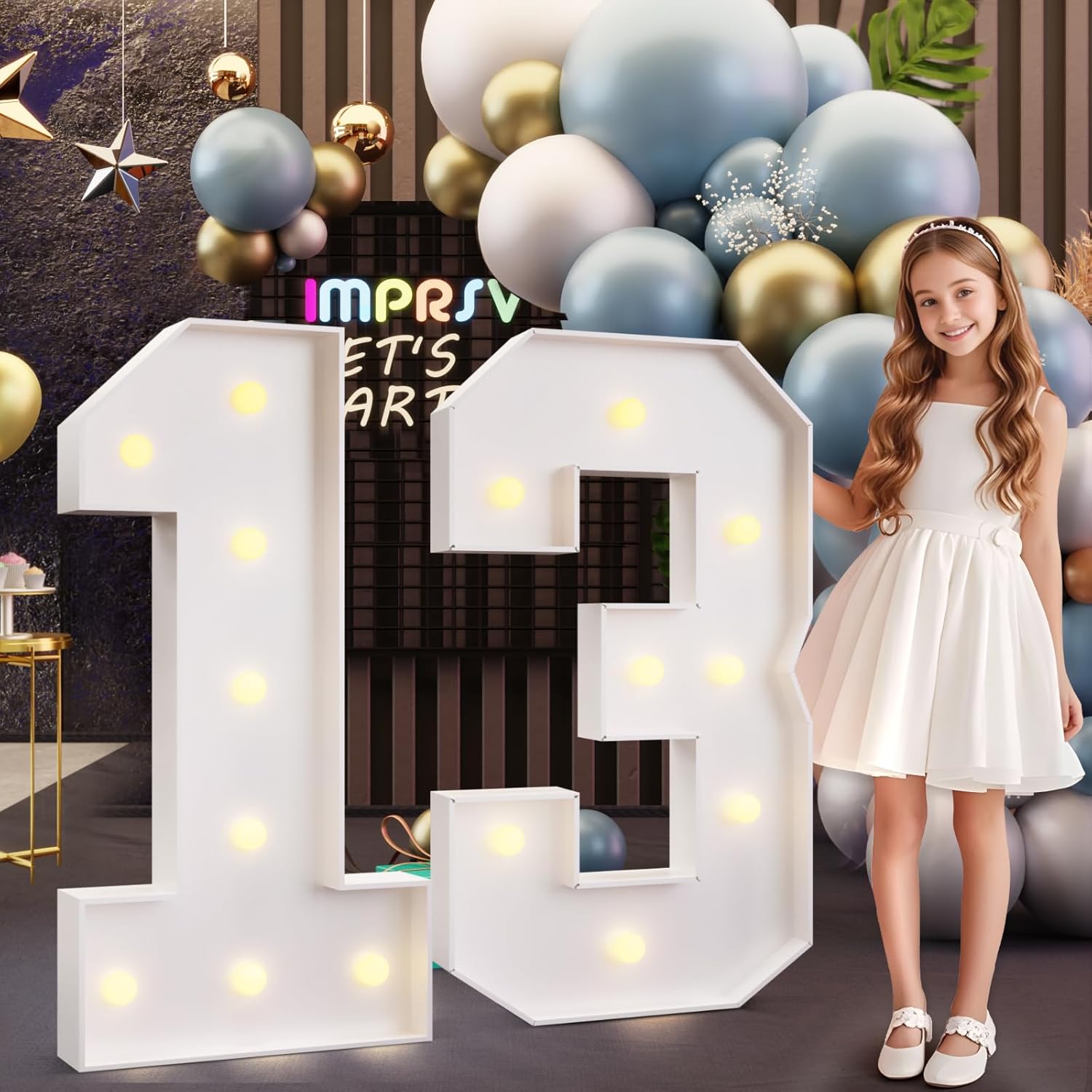 Light Up Marquee Numbers 13 for Birthday and Anniversary Decor