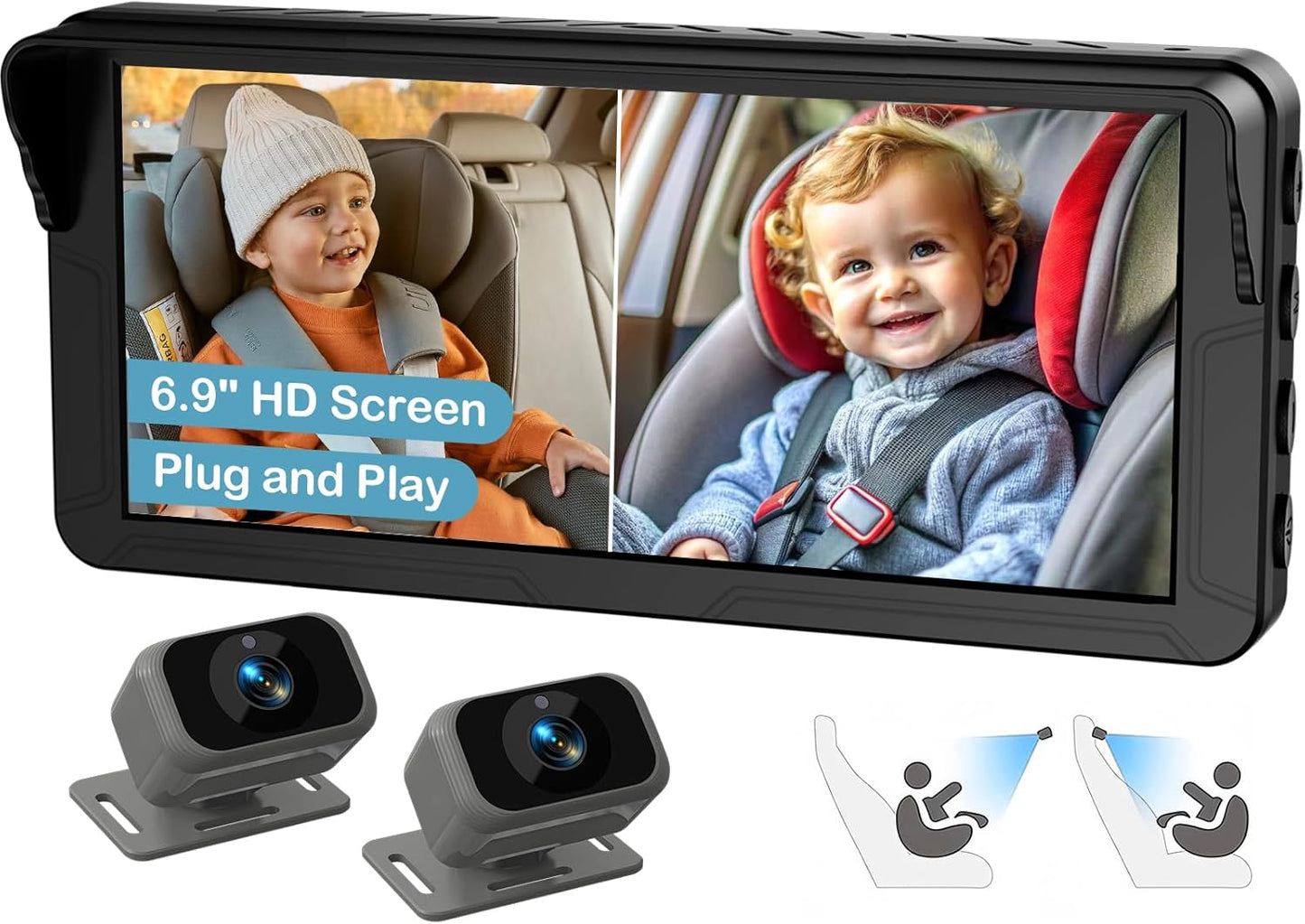 Split-Screen Baby Car Camera: Dual View Safety!
