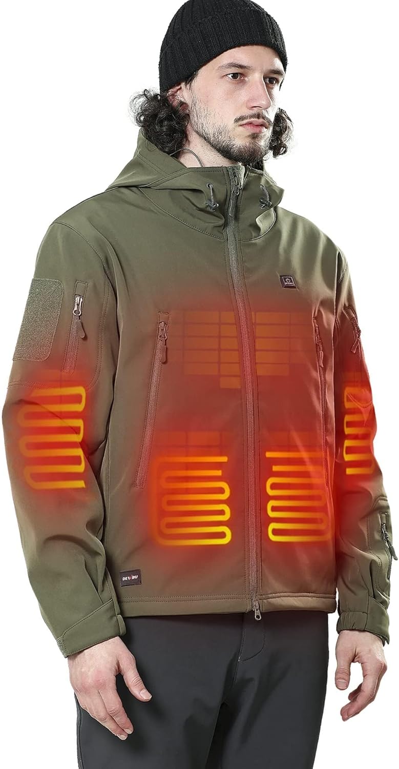 DEWBU Heated Jacket for Men with 12V Battery Pack for Winter