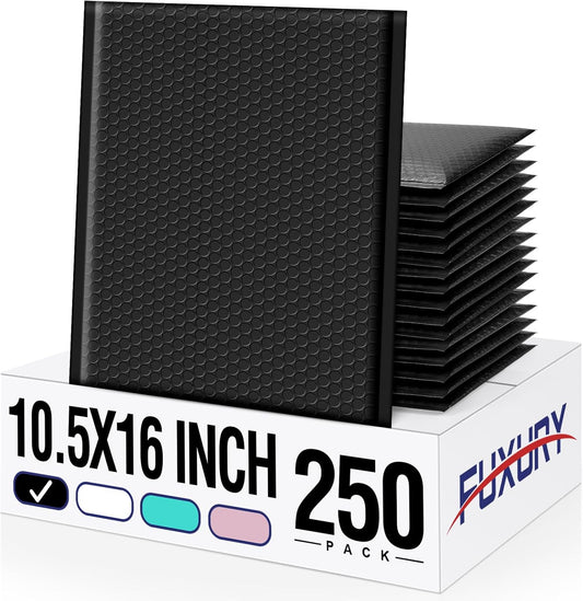 Fuxury 250 Pack Black Bubble Mailers for Safe Shipping Needs