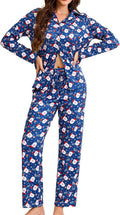 difficort Womens Christmas Pajamas Button Down Long Sleeve Pjs Set