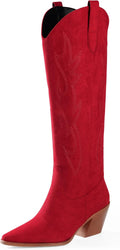 Cowgirl Boots Women Knee High Pointed Toe Block Heel (Style 9C2B)