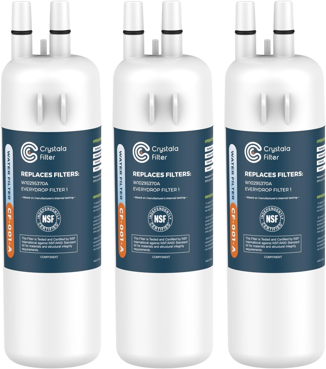 Crystala Filters Refrigerator Water Filter Pack of 3 for Pure Water