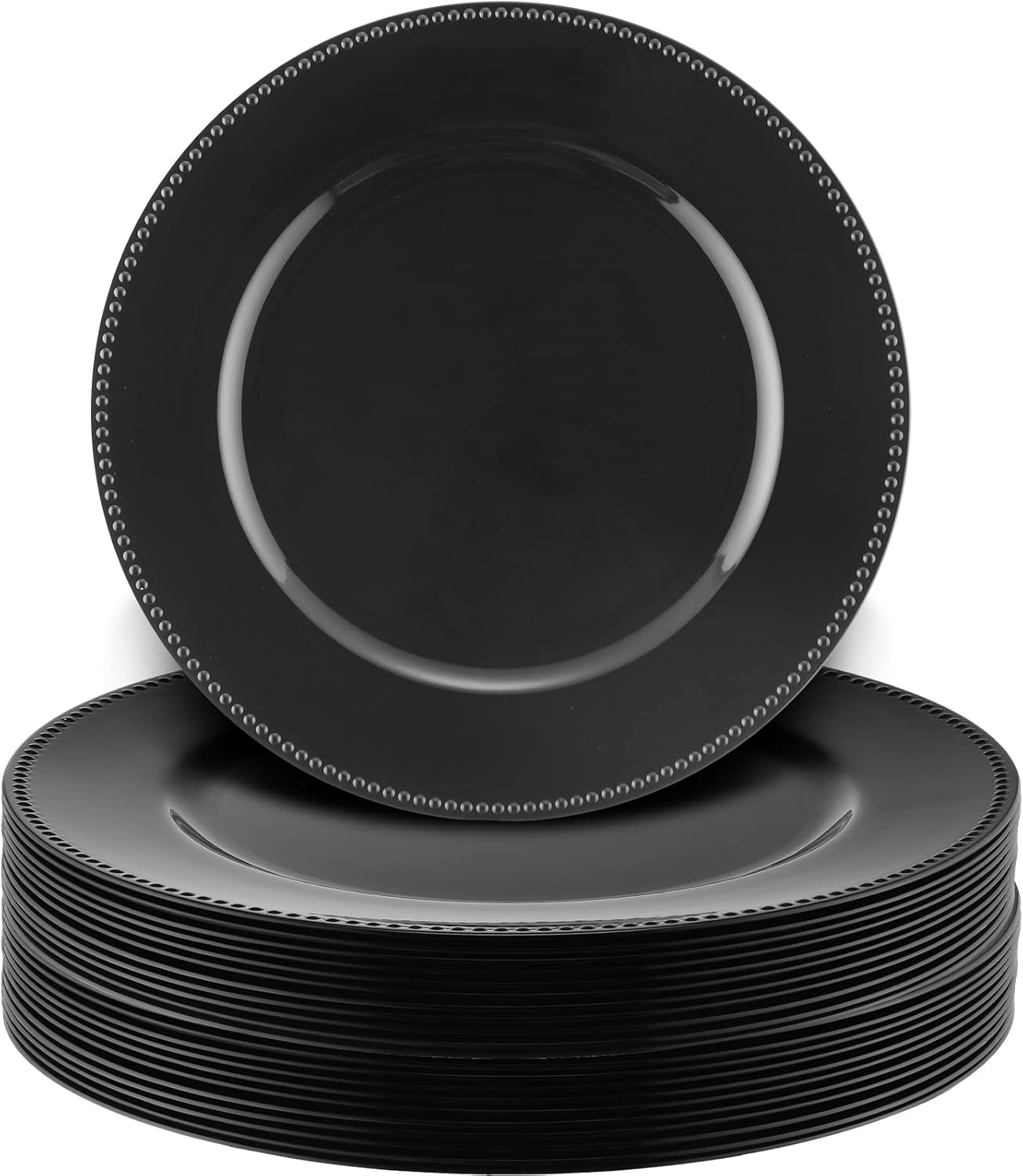 Didaey Black Plastic Charger Plates Set - Elegant 13in Round Bulk Pack for Events