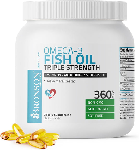 Bronson Omega 3 Fish Oil Triple Strength 2720 mg for Health