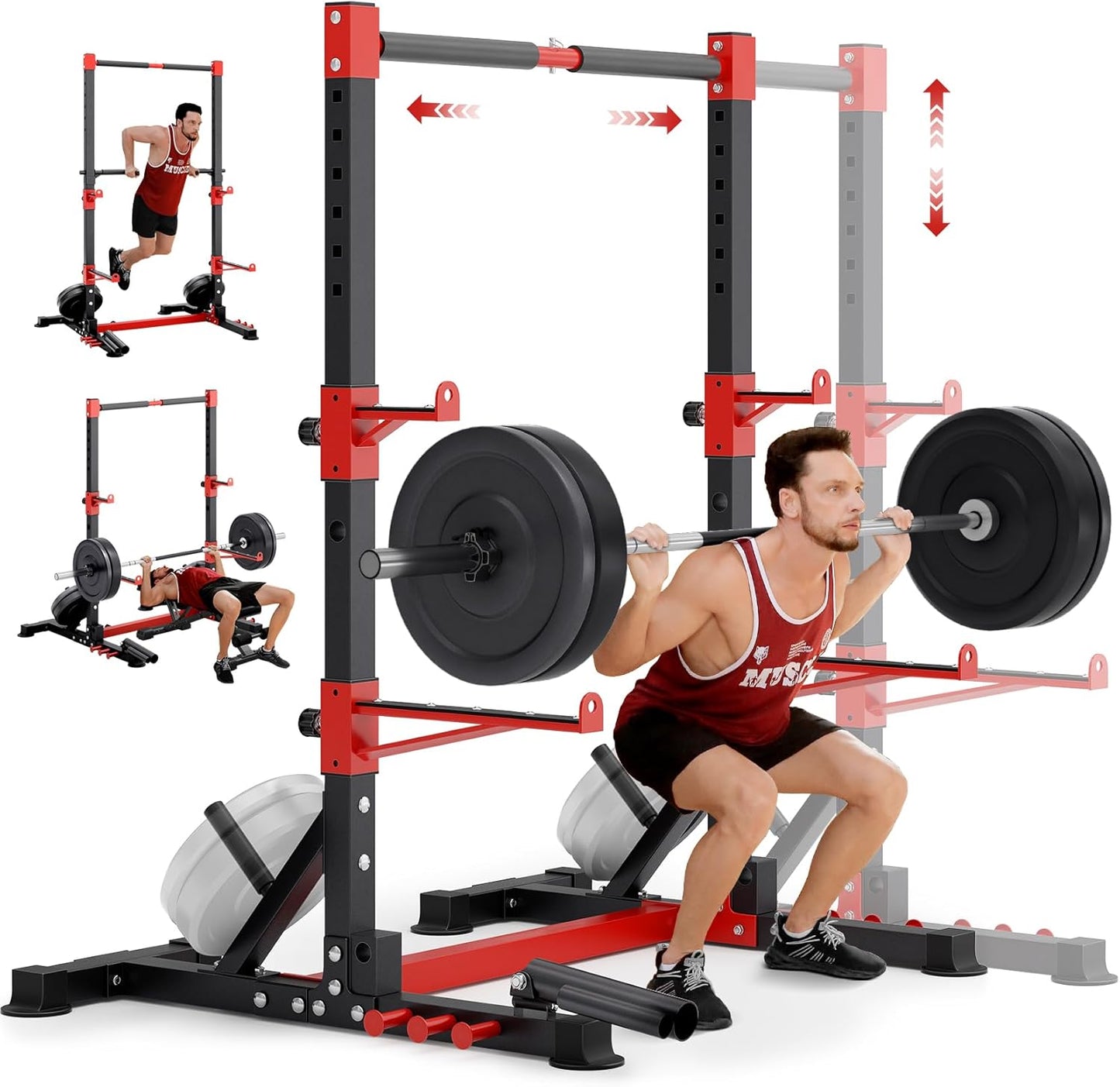 YOLEO Squat Rack with Adjustable Pull-Up Bar for Home Gym