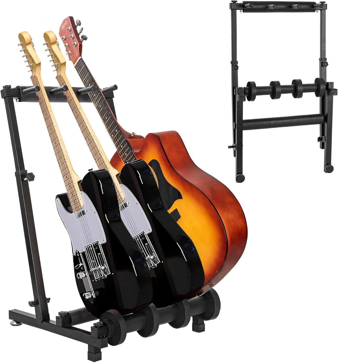 AKOZLIN 3-Guitar Stand: Universal Display with Non-Slip Padding