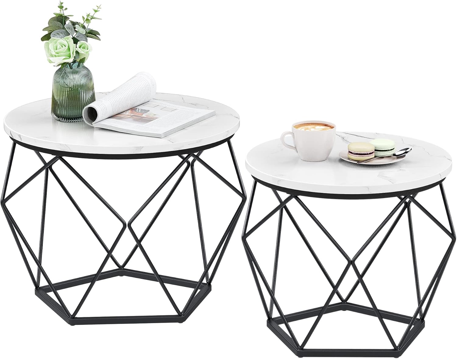 VASAGLE Set of 2 Round Coffee Tables: Stylish Space-Saving Solution