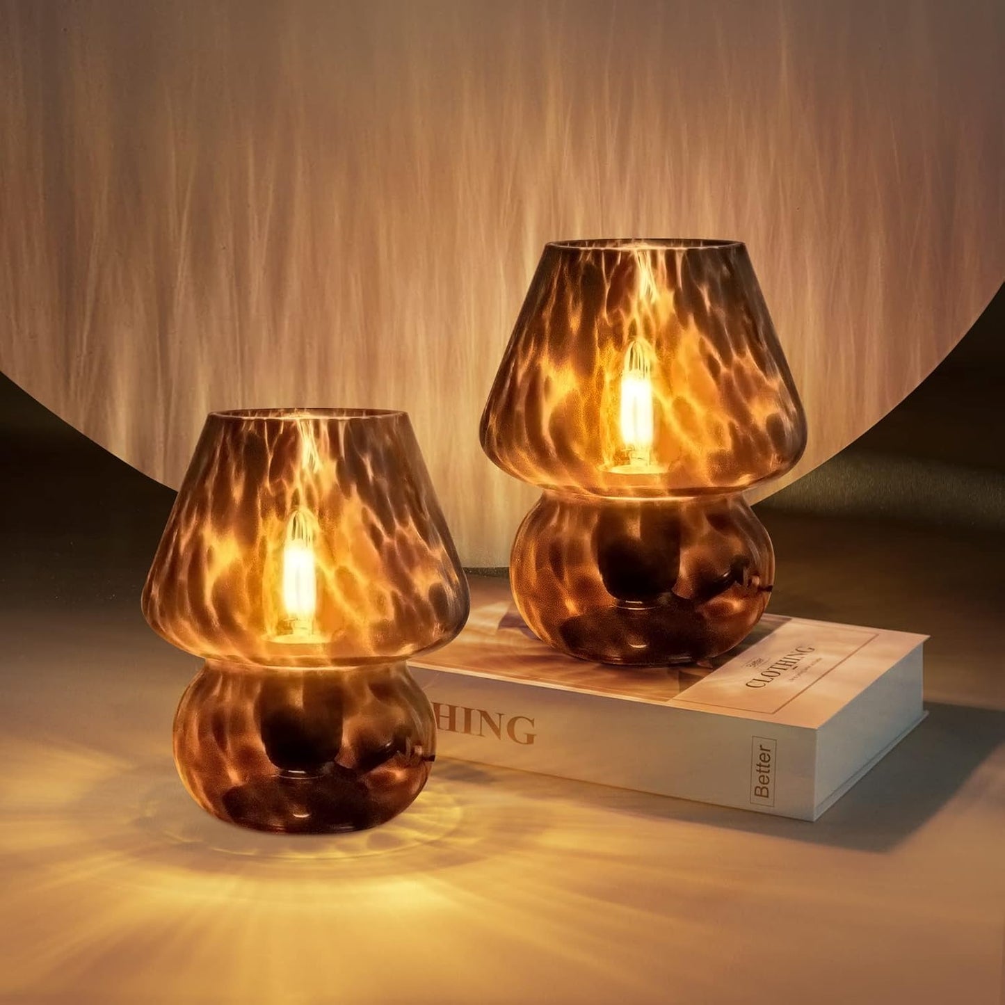 ONEWISH Mushroom Lamp Set of 2 Vintage Table Lamps for Home
