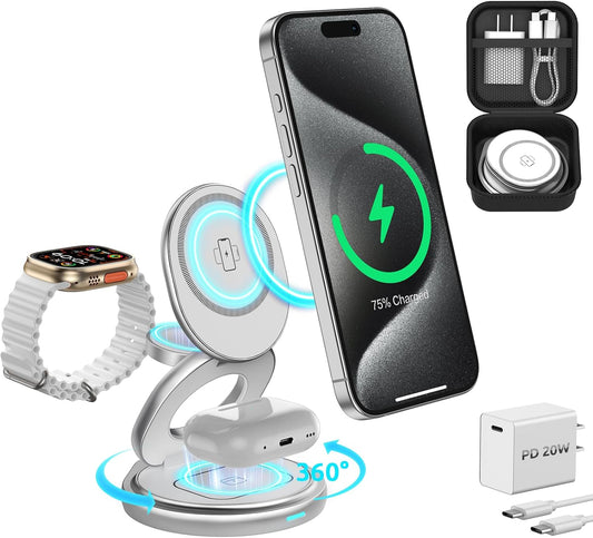 3-in-1 Foldable Magnetic Charger Stand for Apple