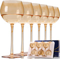 Pale Brown Wine Glasses Set of 6 - Hand Blown Amber Stemware