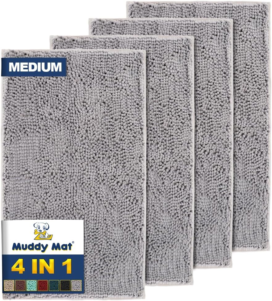 Muddy Mat 4-Piece Grey Microfiber Door Mat for All Spaces