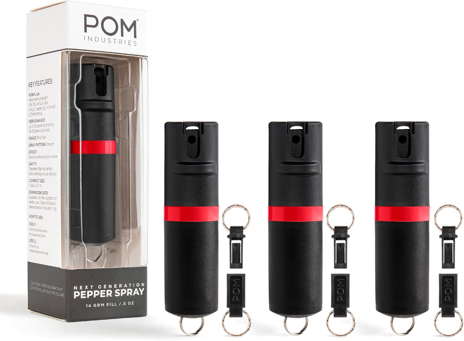 POM Pepper Spray Keychain with Quick Release for Instant Access