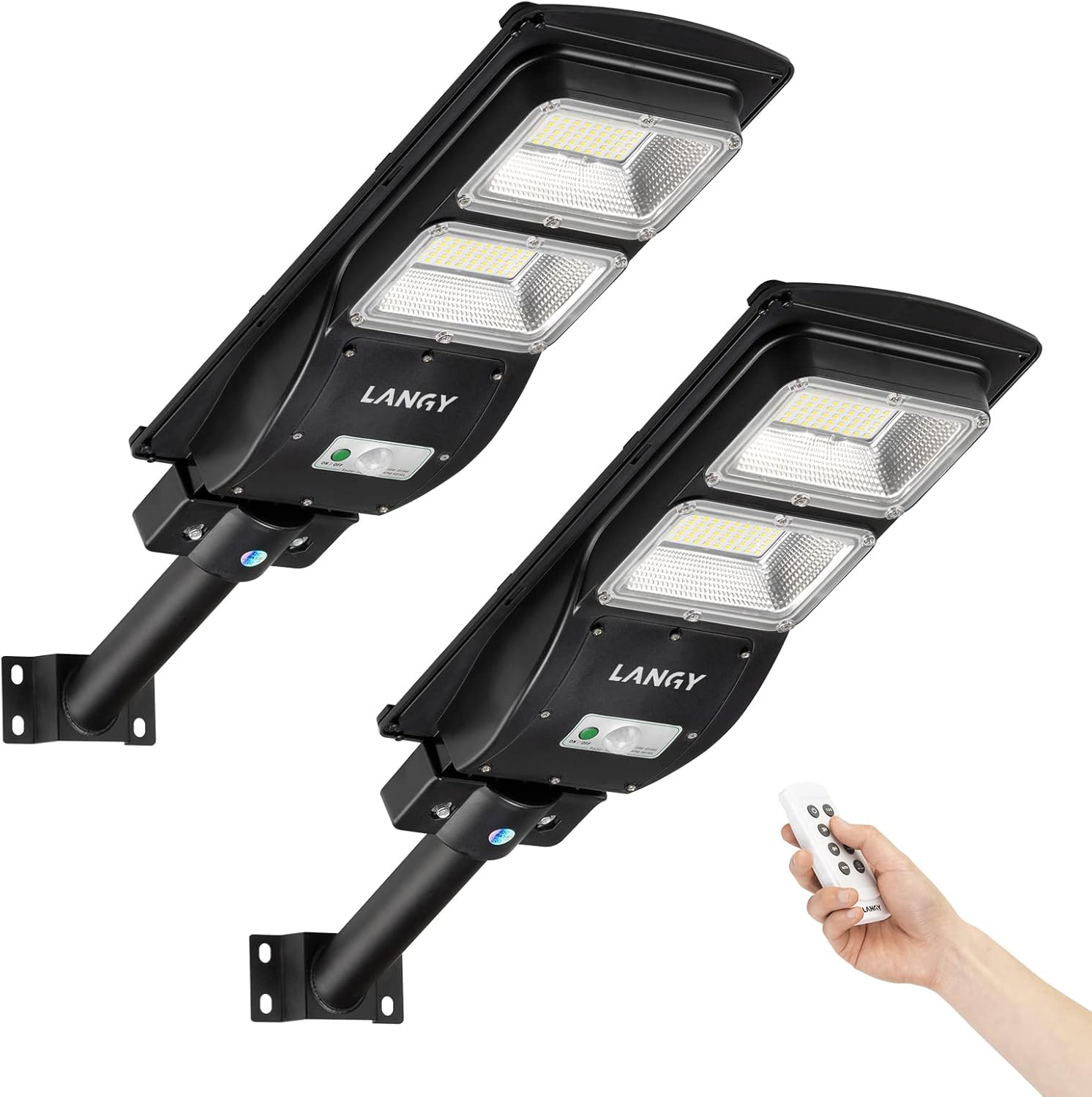 Super Bright 2 Pack Solar Street Lights for Outdoor Security