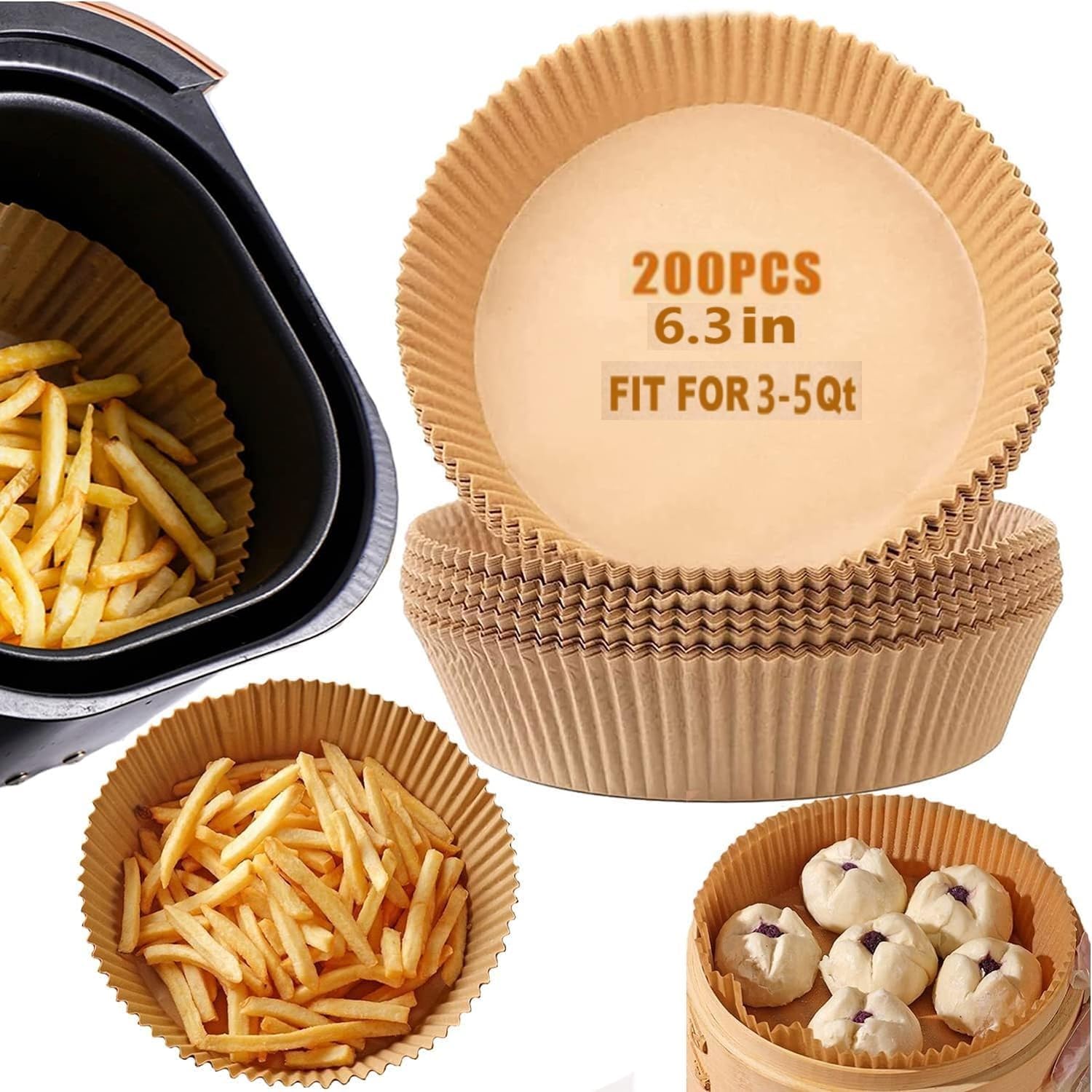 200 Non-Stick Air Fryer Liners - Eco-Friendly Parchment