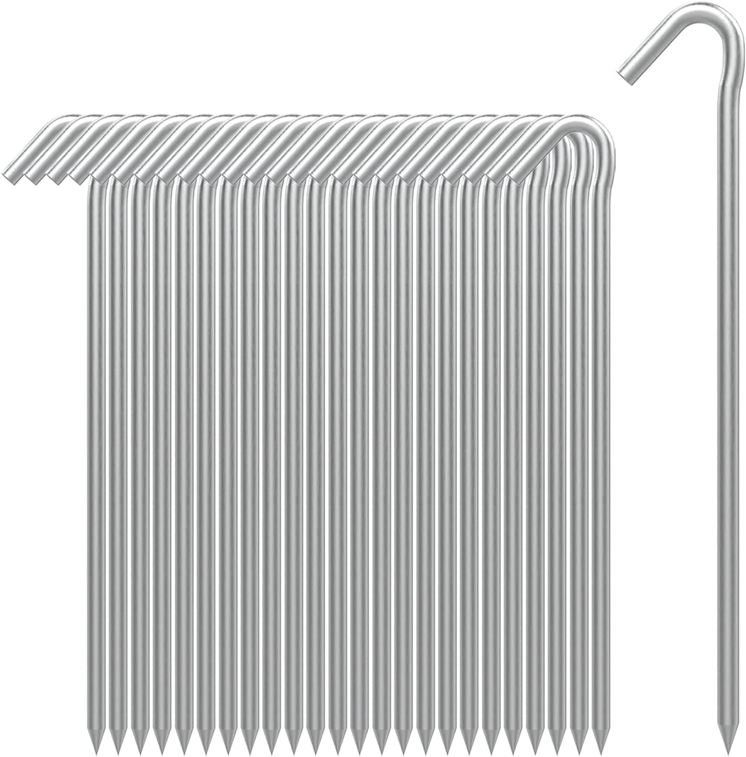 Heavy Duty 9 Metal Tent Stakes - 25 Pack