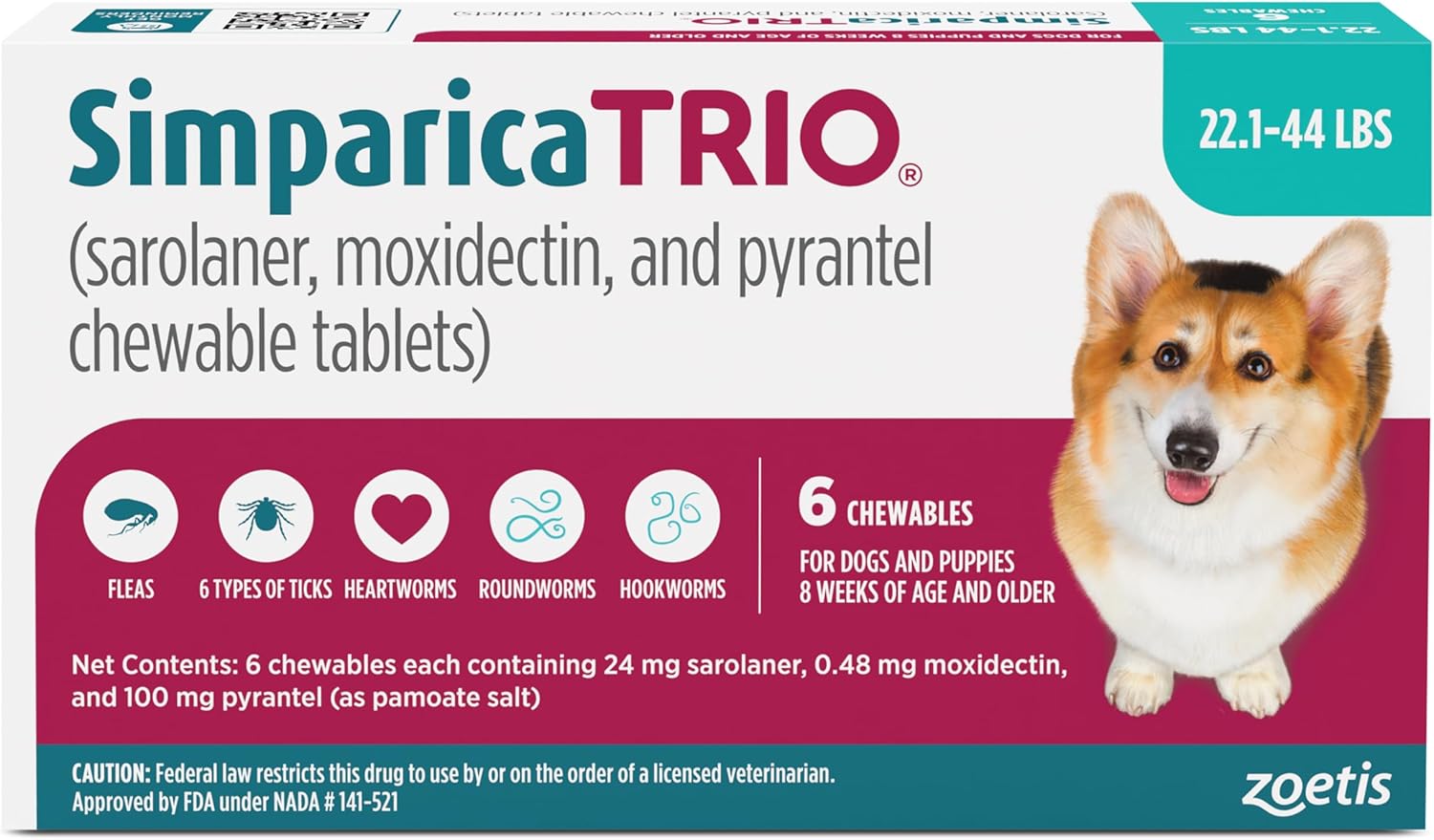 Simparica Trio Chewable Tablets for Dogs - Triple Protection