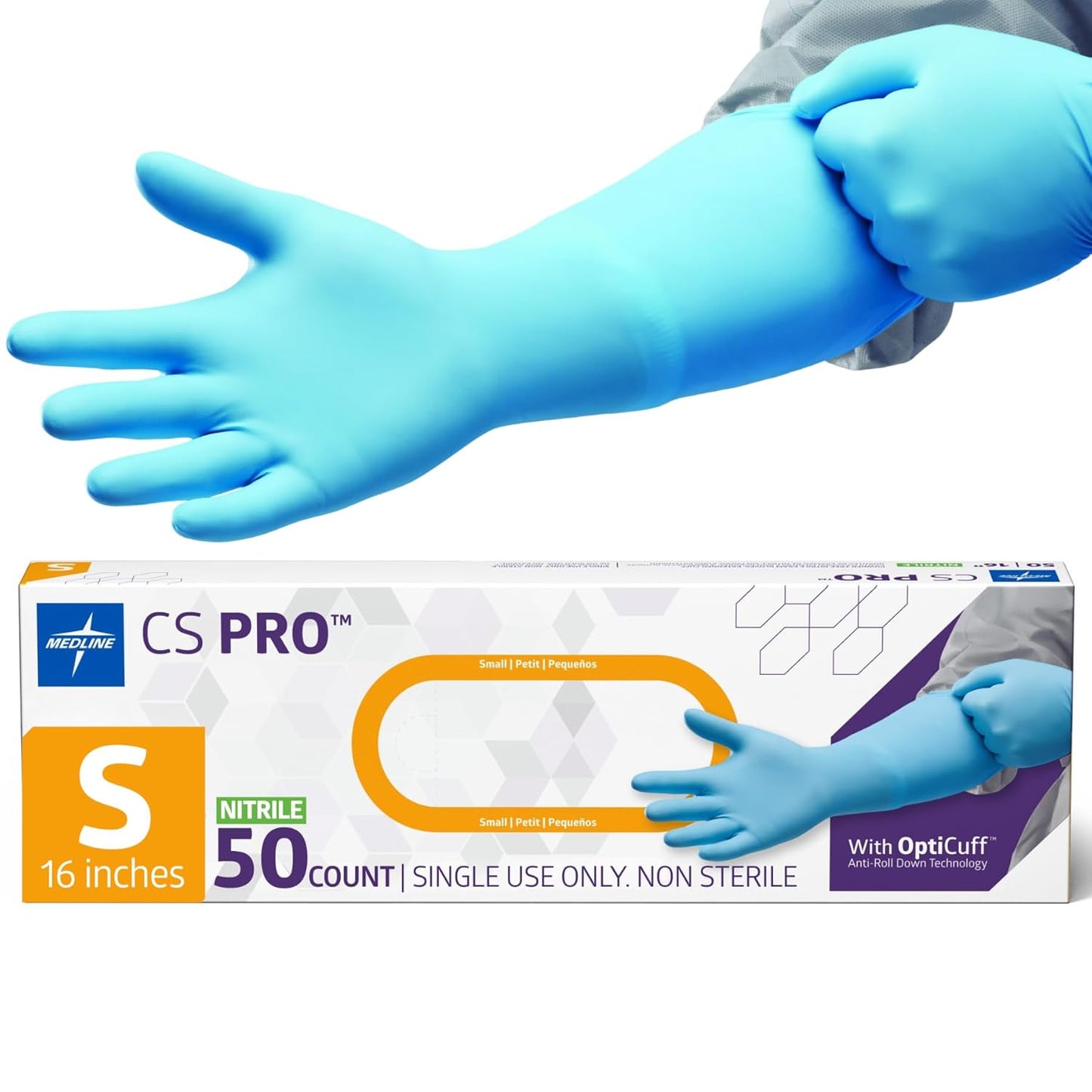 Medline CS Pro 16 Cuff Nitrile Exam Gloves for Extra Protection