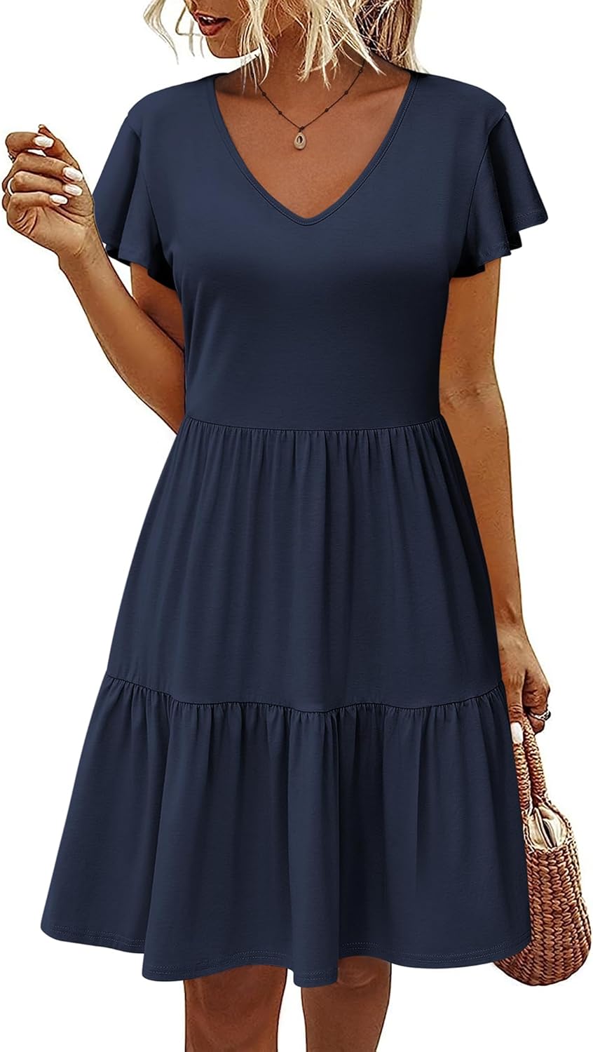 HOTOUCH Women's Casual Summer Dress with Pockets and Ruffles