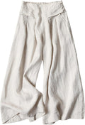Linen Culottes Wide Leg Cropped Pants - Breezy Summer Palazzo Women's