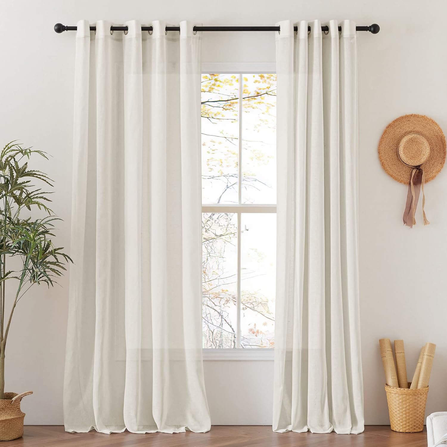 NICETOWN Natural Linen Curtains for Farmhouse Style Decor