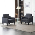 VINGLI Accent Chairs Set of 2 Dark Grey - Comfy Midcentury Linen