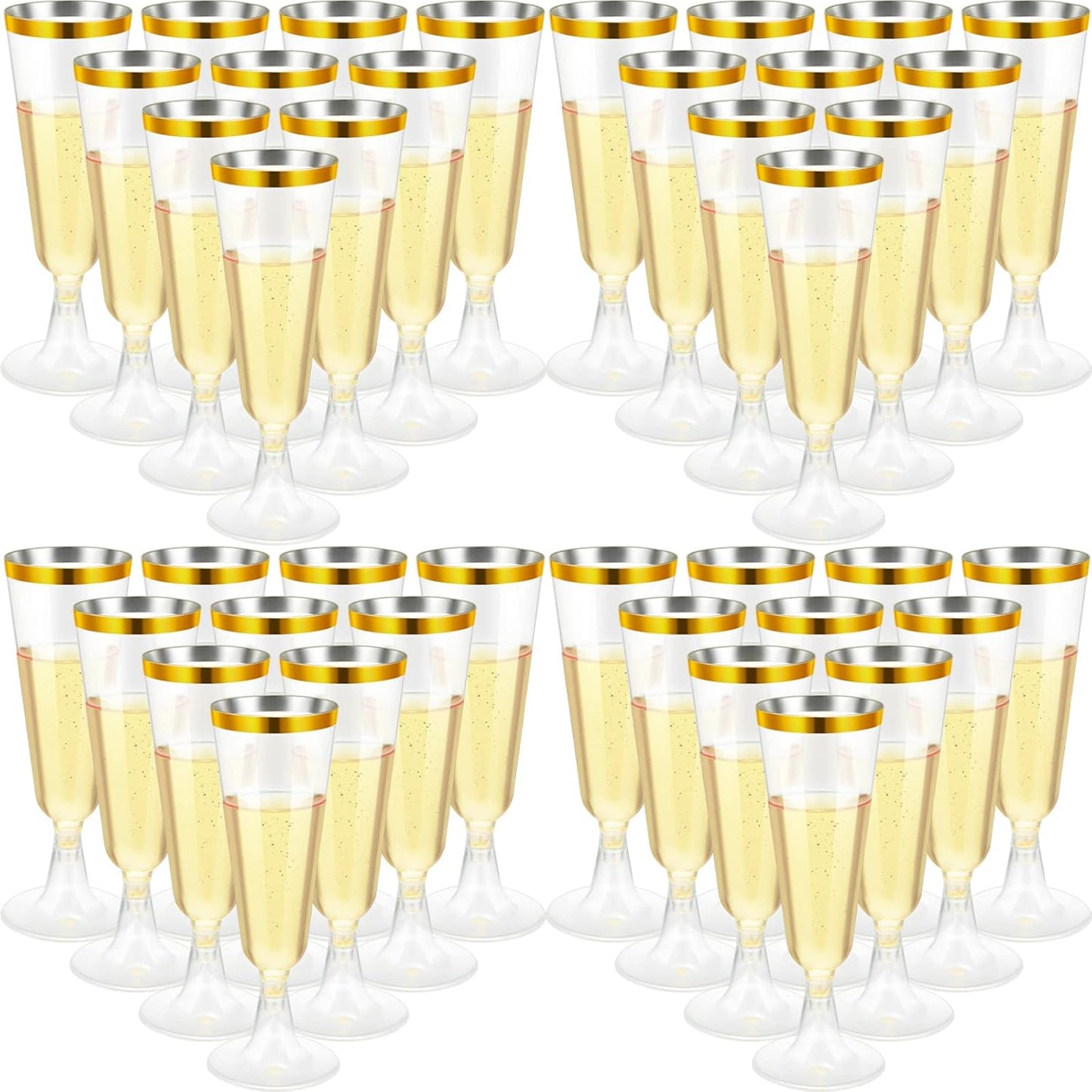 150 Pcs Gold Plastic Champagne Flutes for Parties and Events