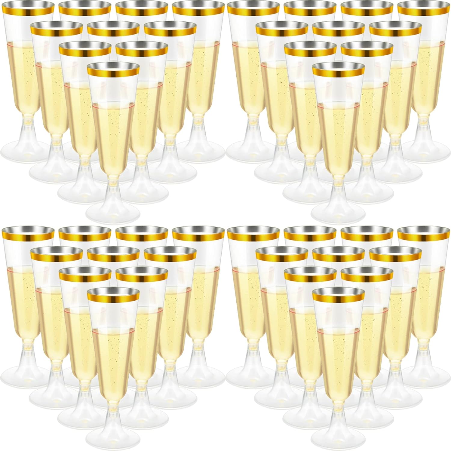 150 Pcs Gold Plastic Champagne Flutes for Parties and Events