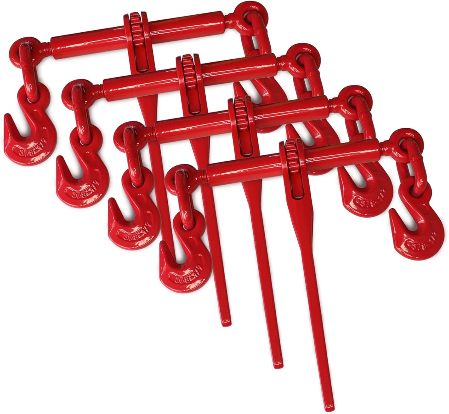 ENJ Ratchet Load Binder 4 Pack with Grab Hooks for Heavy Loads