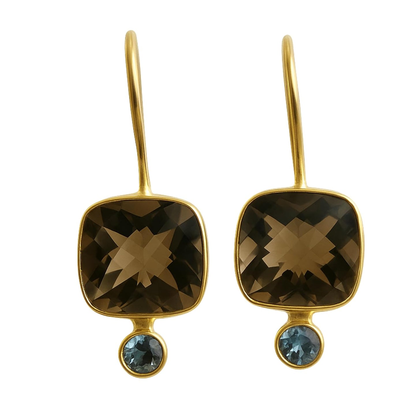 Handmade Gold-Plated Sterling Silver Smoky Quartz Drop Earrings