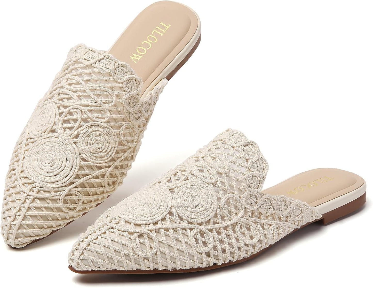 Tilocow Mules for Women: Comfortable Pointed Toe Slip-On Flats