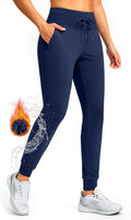 SANTINY Fleece Lined Joggers for Women - Slim Warm Winter Pants