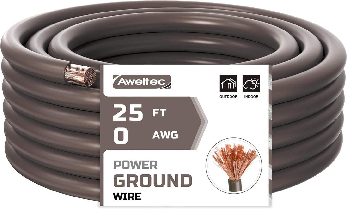 0 Gauge Wire 25 Feet Black Power Ground Wire for Automotive Use