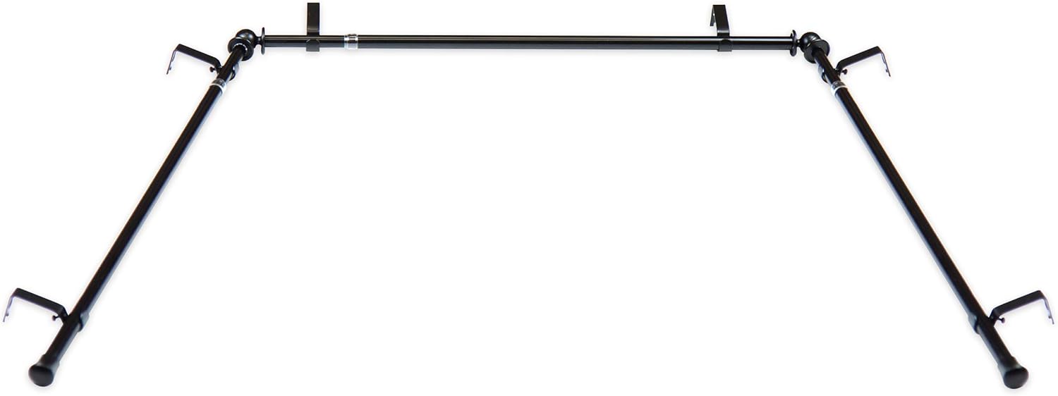 A&F Bay Window Curtain Rod - Black, Adjustable Sizes