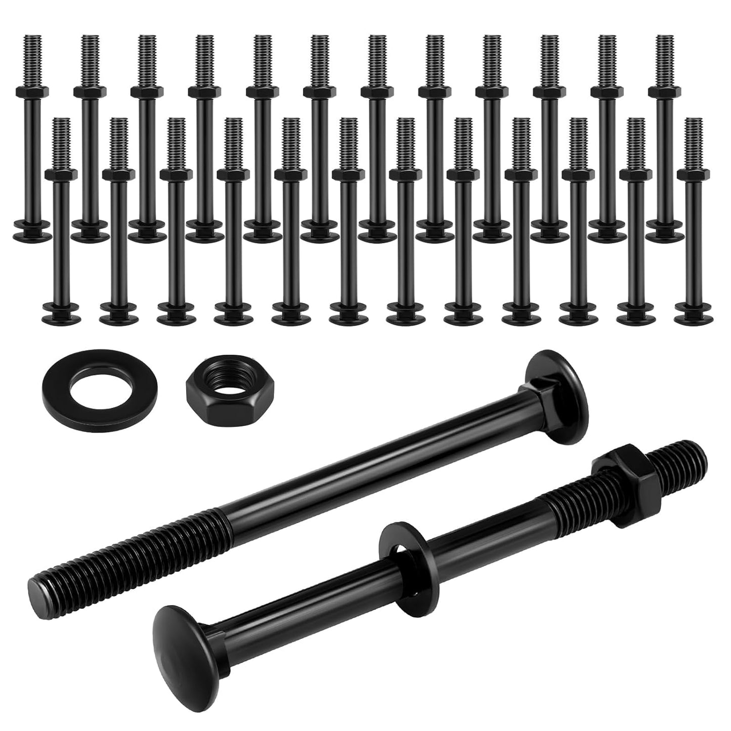 Zonon 24 Sets 1/2 x 6 Inch Black Carriage Bolt Kit for Fastening