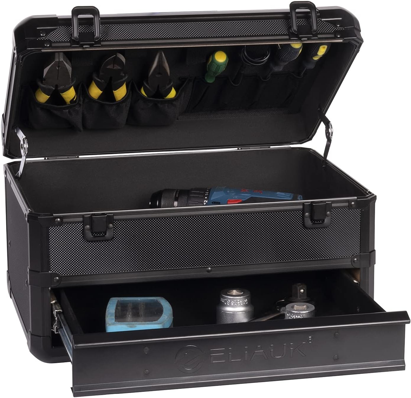 Tool Box Hard Case Organizer with Drawers for Maximum Storage