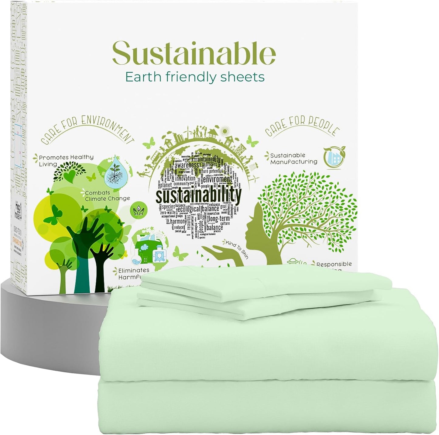 King Size Sheets Set Natural 100% Cotton Percale Luxury Bedding