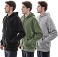 3 Pack Mens Fleece Hoodie Lightweight Athletic Sweatshirt - Versatile