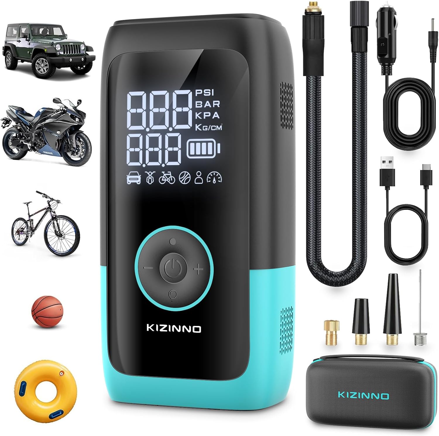 Ultra-Fast Dual Cylinder Air Pump for Large Vehicles - KIZINNO