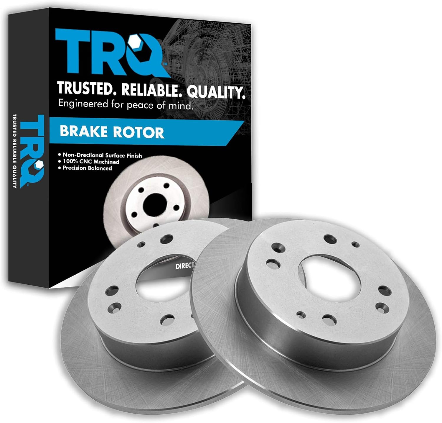 TRQ Rear Brake Rotors Set Solid for 1998-2002 Honda Accord