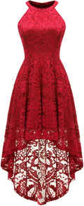 Dressystar Halter Lace Hi-Lo Cocktail Dress - Elegant Wedding Guest